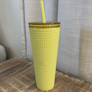 Starbucks Meadow Yellow Soft Touch Tumbler 24oz New